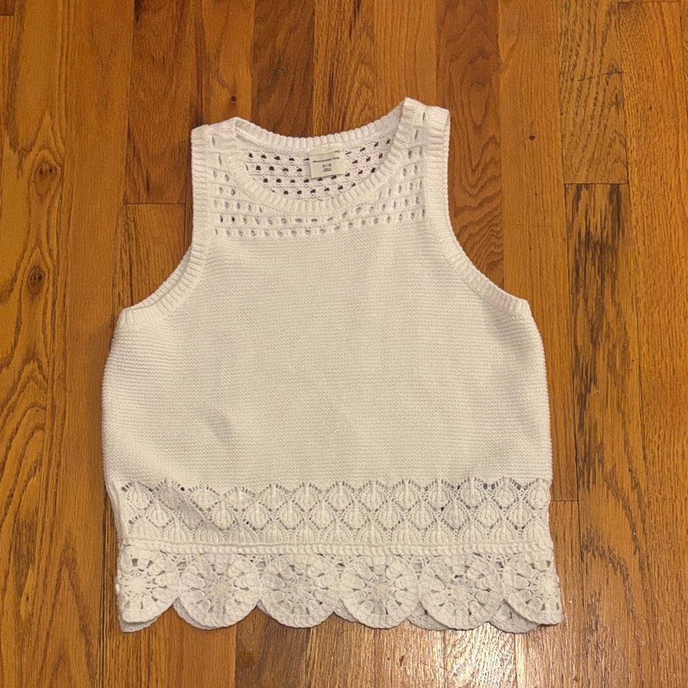 Abercrombie Kids White Crochet Tank Top 11/12